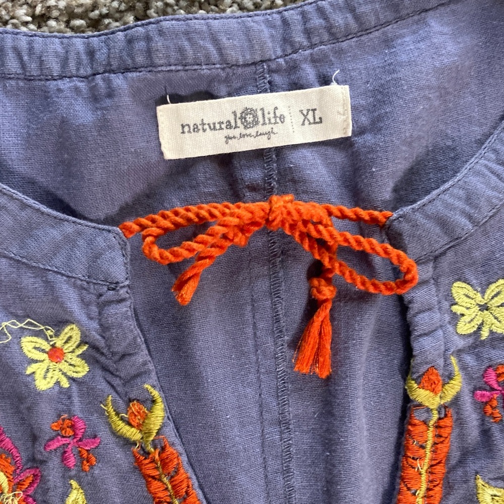 NATURAL LIFE Blue Mini Dress with Colorful Embroidery - Picture 10 of 10